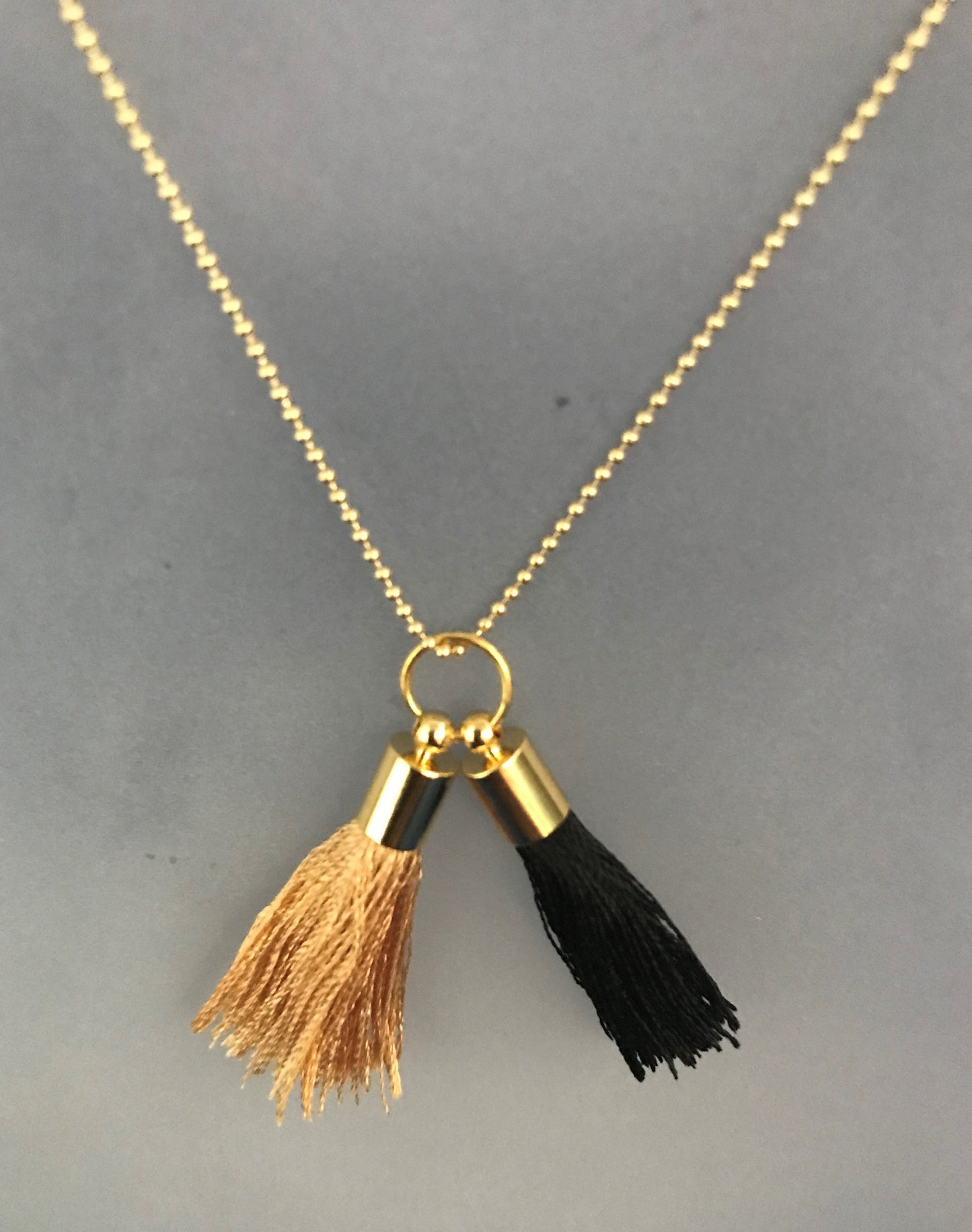 Black & Gold tassel earrings& necklace