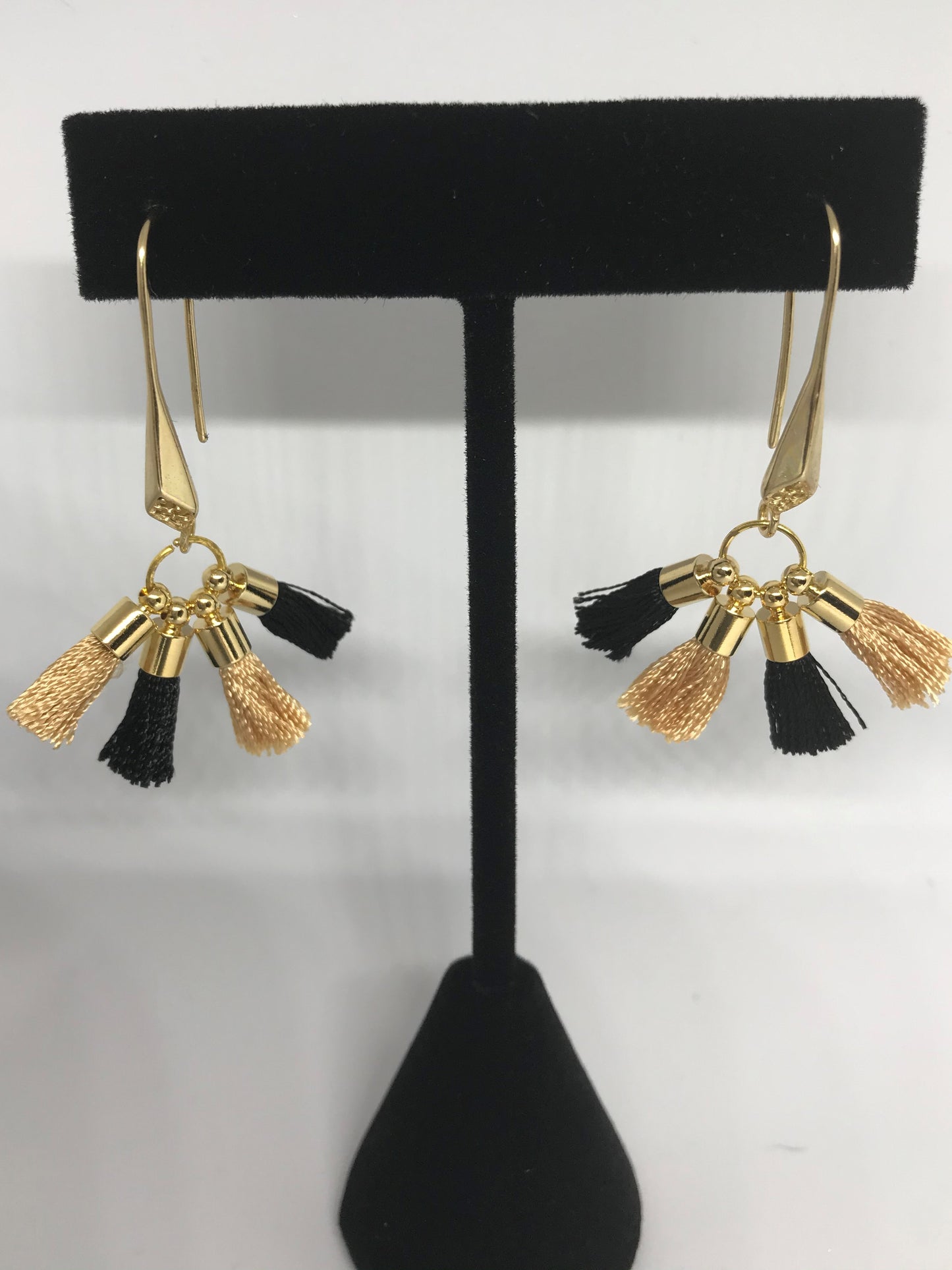 Black & Gold tassel earrings