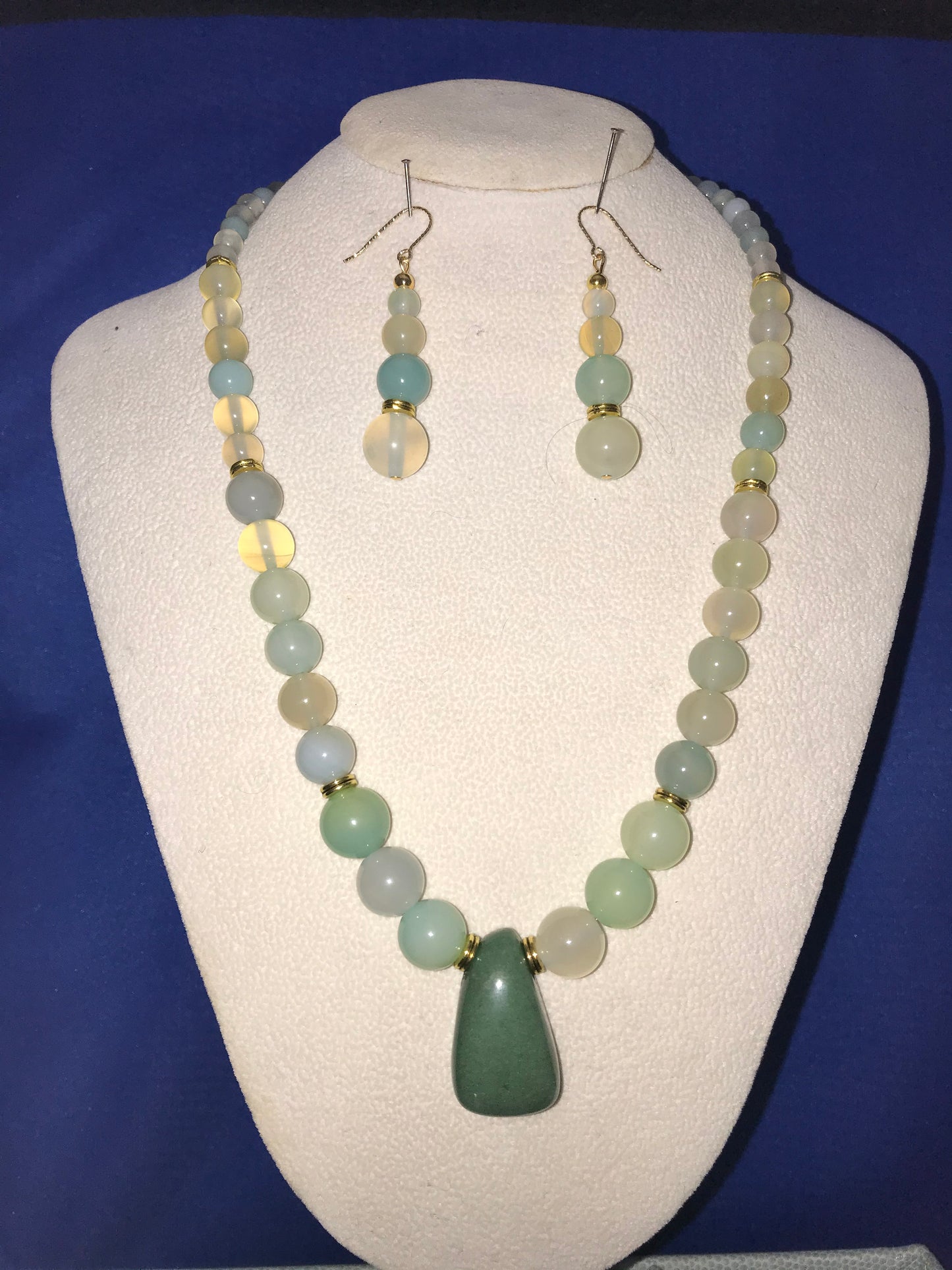 Jadeite necklace with Jade pendant with matching Jadeite earrings with gold-filled diamond cut ear wires